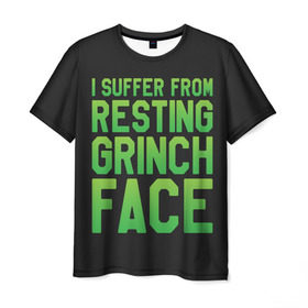 Мужская футболка 3D с принтом Grinch Face в Санкт-Петербурге, 100% полиэфир | прямой крой, круглый вырез горловины, длина до линии бедер | Тематика изображения на принте: 