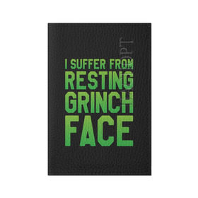 Обложка для паспорта матовая кожа с принтом Grinch Face в Санкт-Петербурге, натуральная матовая кожа | размер 19,3 х 13,7 см; прозрачные пластиковые крепления | Тематика изображения на принте: 