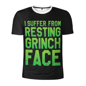 Мужская футболка 3D спортивная с принтом Grinch Face в Санкт-Петербурге, 100% полиэстер с улучшенными характеристиками | приталенный силуэт, круглая горловина, широкие плечи, сужается к линии бедра | Тематика изображения на принте: 
