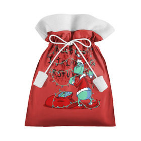 Подарочный 3D мешок с принтом Гринч в Санкт-Петербурге, 100% полиэстер | Размер: 29*39 см | christmas | claus | grinch stole | how the | jingle | merry | santa | гринч | гуманоид | диккенс | ктоград | олени | рождество | снежинки | чарльз