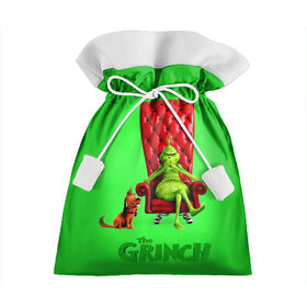 Подарочный 3D мешок с принтом The Grinch в Санкт-Петербурге, 100% полиэстер | Размер: 29*39 см | Тематика изображения на принте: christmas | claus | grinch stole | how the | jingle | merry | santa | гринч | гуманоид | диккенс | ктоград | олени | рождество | снежинки | чарльз