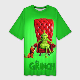 Платье-футболка 3D с принтом The Grinch в Санкт-Петербурге,  |  | christmas | claus | grinch stole | how the | jingle | merry | santa | гринч | гуманоид | диккенс | ктоград | олени | рождество | снежинки | чарльз