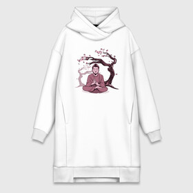 Платье-худи хлопок с принтом Будда Сакура в Санкт-Петербурге,  |  | Тематика изображения на принте: buddha | medidate | medidation | sakura | yoga | буда | будда | йога | медитация | сакура | япония