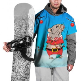 Накидка на куртку 3D с принтом Новогодняя мышка с гирляндой в Санкт-Петербурге, 100% полиэстер |  | 2020 | mouse | rat | годкрысы | годмыши | зима | зимняя | крыса | мороз | мышка | мышь | новогодняя | новый год | новый год 2020 | рождество | симолгода | снег | холод