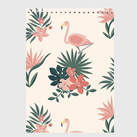 Скетчбук с принтом Розовый фламинго и цветы в Санкт-Петербурге, 100% бумага
 | 48 листов, плотность листов — 100 г/м2, плотность картонной обложки — 250 г/м2. Листы скреплены сверху удобной пружинной спиралью | animal | bird | flamingo | pink | pnik flamingo | животные | папоротник | птицы | розовый | розовый фламинго | фламинго | цветы