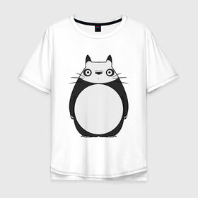 Мужская футболка хлопок Oversize с принтом Panda Totoro в Санкт-Петербурге, 100% хлопок | свободный крой, круглый ворот, “спинка” длиннее передней части | forest | friend | ghibli | japan | keeper | miyazaki | nature | neigbor | neighbour | panda | totoro | анимация | аниме | гибли | друг | животные | лес | любовь | милый | мир | миядзаки | мульт | мультфильм | панда | приключения | природа | сказка