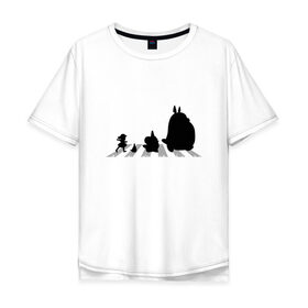 Мужская футболка хлопок Oversize с принтом Totoro Beatles в Санкт-Петербурге, 100% хлопок | свободный крой, круглый ворот, “спинка” длиннее передней части | abbey road | beatles | forest | friend | ghibli | japan | keeper | miyazaki | music | nature | neigbor | neighbo | rock | totoro | анимация | аниме | битлз | гибли | друг | животные | лес | любовь | милый | мир | миядзаки | музыка | мульт | мультфильм | п