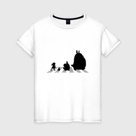 Женская футболка хлопок с принтом Totoro Beatles в Санкт-Петербурге, 100% хлопок | прямой крой, круглый вырез горловины, длина до линии бедер, слегка спущенное плечо | abbey road | beatles | forest | friend | ghibli | japan | keeper | miyazaki | music | nature | neigbor | neighbo | rock | totoro | анимация | аниме | битлз | гибли | друг | животные | лес | любовь | милый | мир | миядзаки | музыка | мульт | мультфильм | п