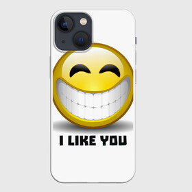 Чехол для iPhone 13 mini с принтом I like you в Санкт-Петербурге,  |  | emoji | зубы | интернет | любовь | мем | настроение | симпатия | смайл | смайлик | улыбка | эмоджи