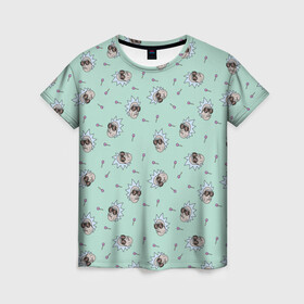 Женская футболка 3D с принтом RICK LOLLIPOP в Санкт-Петербурге, 100% полиэфир ( синтетическое хлопкоподобное полотно) | прямой крой, круглый вырез горловины, длина до линии бедер | dsgnosadchaya | lollipop | rick | rick  morty | vdosadir | джастин ройланд | дэн хармон | миссикс | плюмбус | рик и морти