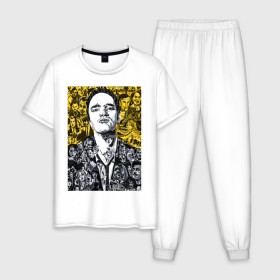 Мужская пижама хлопок с принтом Tarantino x films в Санкт-Петербурге, 100% хлопок | брюки и футболка прямого кроя, без карманов, на брюках мягкая резинка на поясе и по низу штанин
 | здезда | квентин | тарантино | фильм