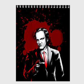 Скетчбук с принтом Quentin Tarantino в Санкт-Петербурге, 100% бумага
 | 48 листов, плотность листов — 100 г/м2, плотность картонной обложки — 250 г/м2. Листы скреплены сверху удобной пружинной спиралью | tarantino | здезда | квентин | тарантино | фильм
