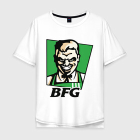 Мужская футболка хлопок Oversize с принтом BFG в Санкт-Петербурге, 100% хлопок | свободный крой, круглый ворот, “спинка” длиннее передней части | bfg | doom | doom eternal | дум