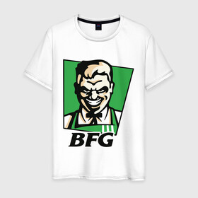 Мужская футболка хлопок с принтом BFG в Санкт-Петербурге, 100% хлопок | прямой крой, круглый вырез горловины, длина до линии бедер, слегка спущенное плечо. | Тематика изображения на принте: bfg | doom | doom eternal | дум