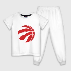 Детская пижама хлопок с принтом Toronto Raptors в Санкт-Петербурге, 100% хлопок |  брюки и футболка прямого кроя, без карманов, на брюках мягкая резинка на поясе и по низу штанин
 | 