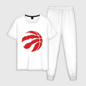 Мужская пижама хлопок с принтом Toronto Raptors в Санкт-Петербурге, 100% хлопок | брюки и футболка прямого кроя, без карманов, на брюках мягкая резинка на поясе и по низу штанин
 | 