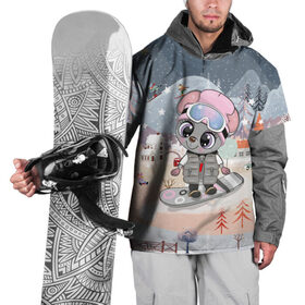 Накидка на куртку 3D с принтом Милая мышка на сноуборде в Санкт-Петербурге, 100% полиэстер |  | 