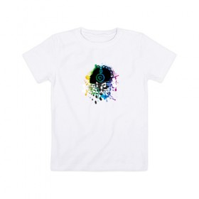 Детская футболка хлопок с принтом Музыка в Санкт-Петербурге, 100% хлопок | круглый вырез горловины, полуприлегающий силуэт, длина до линии бедер | краски | музыка | наушники | ноты | рисунок