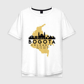 Мужская футболка хлопок Oversize с принтом Богота (Колумбия) в Санкт-Петербурге, 100% хлопок | свободный крой, круглый ворот, “спинка” длиннее передней части | bogota | city | columbia | travel | богота | город | европа | карта | колумбия | мир | приключение | путешествие | столица | страна | туризм | турист | флаг