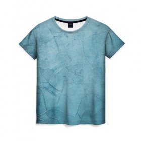 Женская футболка 3D с принтом Оттенки синего в Санкт-Петербурге, 100% полиэфир ( синтетическое хлопкоподобное полотно) | прямой крой, круглый вырез горловины, длина до линии бедер | камень | краска | краски | синий | стена | текстура | фон | штукатурка