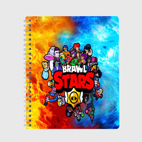 Тетрадь с принтом BrawlStars All heroes в Санкт-Петербурге, 100% бумага | 48 листов, плотность листов — 60 г/м2, плотность картонной обложки — 250 г/м2. Листы скреплены сбоку удобной пружинной спиралью. Уголки страниц и обложки скругленные. Цвет линий — светло-серый
 | brawlstars | leon | битваогней | бравлстарc | игра | игры | леон | мультик