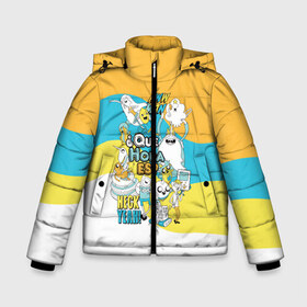 Зимняя куртка для мальчиков 3D с принтом Adventure Time в Санкт-Петербурге, ткань верха — 100% полиэстер; подклад — 100% полиэстер, утеплитель — 100% полиэстер | длина ниже бедра, удлиненная спинка, воротник стойка и отстегивающийся капюшон. Есть боковые карманы с листочкой на кнопках, утяжки по низу изделия и внутренний карман на молнии. 

Предусмотрены светоотражающий принт на спинке, радужный светоотражающий элемент на пуллере молнии и на резинке для утяжки | adventure time | dsgngerzen | finn | jake | princess bubblegum | бубль гум | время приключений | парнишка | пёс | пес джейк | фин | финн и джейк | финн мёртанс vdgerir | финн парнишка