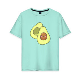 Женская футболка хлопок Oversize с принтом Авокадо в Санкт-Петербурге, 100% хлопок | свободный крой, круглый ворот, спущенный рукав, длина до линии бедер
 | авокадо | рисунок