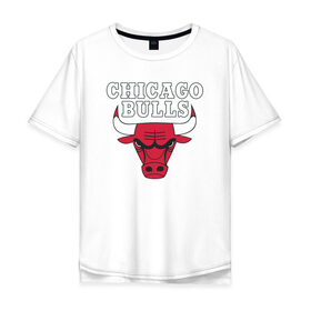 Мужская футболка хлопок Oversize с принтом CHICAGO BULLS в Санкт-Петербурге, 100% хлопок | свободный крой, круглый ворот, “спинка” длиннее передней части | bulls | chicago | chicago bulls | nba | red bulls | usa | америка | быки | нба | сша | чикаго буллс