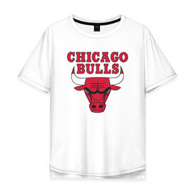 Мужская футболка хлопок Oversize с принтом CHICAGO BULLS в Санкт-Петербурге, 100% хлопок | свободный крой, круглый ворот, “спинка” длиннее передней части | bulls | chicago | chicago bulls | nba | red bulls | usa | америка | быки | нба | сша | чикаго буллс