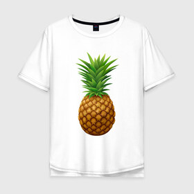 Мужская футболка хлопок Oversize с принтом Ананас в Санкт-Петербурге, 100% хлопок | свободный крой, круглый ворот, “спинка” длиннее передней части | ананас | еда | рисунок | фрукт