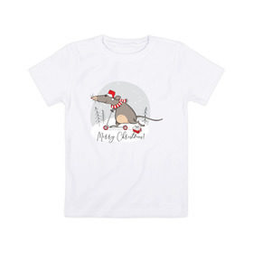 Детская футболка хлопок с принтом Крыса на самокате 2020 в Санкт-Петербурге, 100% хлопок | круглый вырез горловины, полуприлегающий силуэт, длина до линии бедер | 