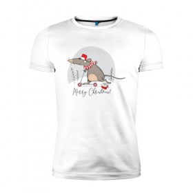 Мужская футболка премиум с принтом Крыса на самокате 2020 в Санкт-Петербурге, 92% хлопок, 8% лайкра | приталенный силуэт, круглый вырез ворота, длина до линии бедра, короткий рукав | Тематика изображения на принте: 