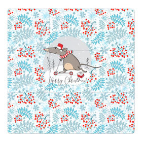 Магнитный плакат 3Х3 с принтом Крыса на самокате 2020 в Санкт-Петербурге, Полимерный материал с магнитным слоем | 9 деталей размером 9*9 см | 2020 | mouse | rat | годкрысы | годмыши | зима | зимняя | крыса | мороз | мышка | мышь | новогодняя | новый год | новый год 2020 | рождество | симолгода | снег | холод