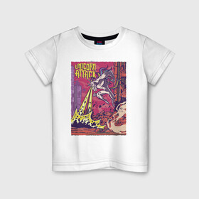 Детская футболка хлопок с принтом Единорог Атакует в Санкт-Петербурге, 100% хлопок | круглый вырез горловины, полуприлегающий силуэт, длина до линии бедер | comic | horse | unicorn | единорог | комикс