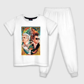 Детская пижама хлопок с принтом Good Omens в Санкт-Петербурге, 100% хлопок |  брюки и футболка прямого кроя, без карманов, на брюках мягкая резинка на поясе и по низу штанин
 | Тематика изображения на принте: 