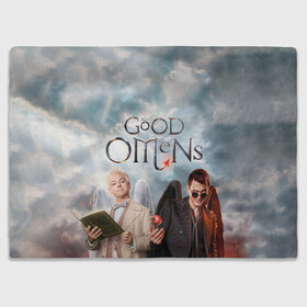 Плед 3D с принтом Good Omens в Санкт-Петербурге, 100% полиэстер | закругленные углы, все края обработаны. Ткань не мнется и не растягивается | aziraphale | crowley | david | demon | good | omens | pratchett | tennant | terry | азирафаэль | ангел | благие | демон | дэвид | знамения | кроули | майкл шин | пратчетт | теннант | терри