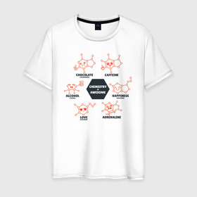 Мужская футболка хлопок с принтом Химия в Санкт-Петербурге, 100% хлопок | прямой крой, круглый вырез горловины, длина до линии бедер, слегка спущенное плечо. | Тематика изображения на принте: biology | geek | science | биология | гик | молекула | молекулы | наука | физика | химия