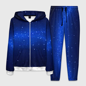 Мужской костюм 3D с принтом BLUE STARRY SKY в Санкт-Петербурге, 100% полиэстер | Манжеты и пояс оформлены тканевой резинкой, двухслойный капюшон со шнурком для регулировки, карманы спереди | 2020 | blue | color | pantone | звезды | классический синий | космос | мода | небо | пантоне | синий | синий цвет