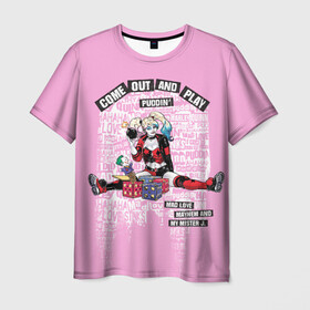 Мужская футболка 3D с принтом Harley Quinn в Санкт-Петербурге, 100% полиэфир | прямой крой, круглый вырез горловины, длина до линии бедер | harleen quinzel | harley | harley quin | harley quinn | shtatharley | харли квин | харли квинн | харли куин | харли куинн | харлин квинзель