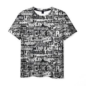 Мужская футболка 3D с принтом Mad Love в Санкт-Петербурге, 100% полиэфир | прямой крой, круглый вырез горловины, длина до линии бедер | harleen quinzel | harley | harley quin | harley quinn | харли квин | харли квинн | харли куин | харли куинн | харлин квинзель