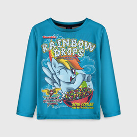 Детский лонгслив 3D с принтом Rainbow brops в Санкт-Петербурге, 100% полиэстер | длинные рукава, круглый вырез горловины, полуприлегающий силуэт
 | applejack | little | magic | mlp | my | pinkie pie | pony | rainbow dash | rarity | twilight | дракон | дружба | единорог | искорка | пони | селестия | спайк | сумеречная | это чудо