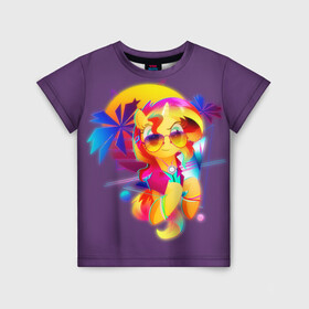 Детская футболка 3D с принтом My little pony в Санкт-Петербурге, 100% гипоаллергенный полиэфир | прямой крой, круглый вырез горловины, длина до линии бедер, чуть спущенное плечо, ткань немного тянется | Тематика изображения на принте: applejack | little | magic | mlp | my | pinkie pie | pony | rainbow dash | rarity | twilight | дракон | дружба | единорог | искорка | пони | селестия | спайк | сумеречная | это чудо