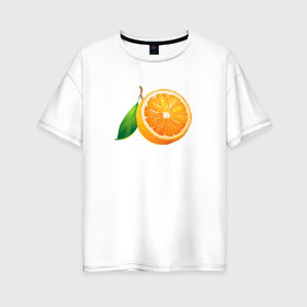 Женская футболка хлопок Oversize с принтом Апельсин в Санкт-Петербурге, 100% хлопок | свободный крой, круглый ворот, спущенный рукав, длина до линии бедер
 | апельсин | еда | рисунок | фрукт
