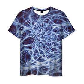 Мужская футболка 3D с принтом Nerves в Санкт-Петербурге, 100% полиэфир | прямой крой, круглый вырез горловины, длина до линии бедер | nerves | абстрактно | абстрактные | абстрактный | абстракция | нейронная | неон | неонка | неоновые | нерв | нервная | нервы | объёмные | объёмный | светящиеся | светящийся | сетка | сеть | система