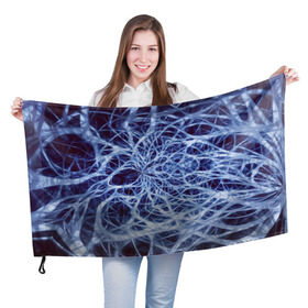 Флаг 3D с принтом Nerves в Санкт-Петербурге, 100% полиэстер | плотность ткани — 95 г/м2, размер — 67 х 109 см. Принт наносится с одной стороны | nerves | абстрактно | абстрактные | абстрактный | абстракция | нейронная | неон | неонка | неоновые | нерв | нервная | нервы | объёмные | объёмный | светящиеся | светящийся | сетка | сеть | система