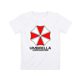 Детская футболка хлопок с принтом UMBRELLA CORP в Санкт-Петербурге, 100% хлопок | круглый вырез горловины, полуприлегающий силуэт, длина до линии бедер | Тематика изображения на принте: ada wong | biohazard | leon | nemesis | project resistance | raccoon city | re | re3 | resident evil | resident evil 3 | rpd | stars | umbrella | ада вонг | амбрелла | немезис | ужасы