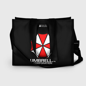 Сумка-шоппер 3D с принтом UMBRELLA CORP в Санкт-Петербурге, 100% полиэстер | застегивается на металлическую кнопку; внутренний карман застегивается на молнию. Стенки укреплены специальным мягким материалом, чтобы защитить содержимое от несильных ударов
 | ada wong | biohazard | leon | nemesis | project resistance | raccoon city | re | re3 | resident evil | resident evil 3 | rpd | stars | umbrella | ада вонг | амбрелла | немезис | ужасы