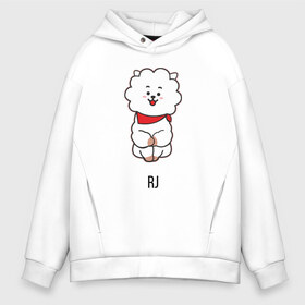 Мужское худи Oversize хлопок с принтом BTS BT21 RJ в Санкт-Петербурге, френч-терри — 70% хлопок, 30% полиэстер. Мягкий теплый начес внутри —100% хлопок | боковые карманы, эластичные манжеты и нижняя кромка, капюшон на магнитной кнопке | Тематика изображения на принте: bt21 | bts | j hope | jimin | jin | jungkook | k pop | puzzle star bt21 | rj | rm | suga | v | для детей | игра | музыка