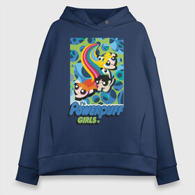 Женское худи Oversize хлопок с принтом Poverpuff girls в Санкт-Петербурге, френч-терри — 70% хлопок, 30% полиэстер. Мягкий теплый начес внутри —100% хлопок | боковые карманы, эластичные манжеты и нижняя кромка, капюшон на магнитной кнопке | pover puff girls | vdpartat | крутые девчонки | супер крошки