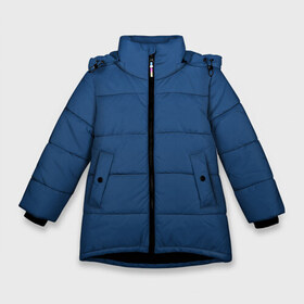 Зимняя куртка для девочек 3D с принтом 19-4052 Classic Blue в Санкт-Петербурге, ткань верха — 100% полиэстер; подклад — 100% полиэстер, утеплитель — 100% полиэстер. | длина ниже бедра, удлиненная спинка, воротник стойка и отстегивающийся капюшон. Есть боковые карманы с листочкой на кнопках, утяжки по низу изделия и внутренний карман на молнии. 

Предусмотрены светоотражающий принт на спинке, радужный светоотражающий элемент на пуллере молнии и на резинке для утяжки. | 9 4052 | без дизайна | без принта | без узора | главный цвет 2020 года | код цвета | нг | новый год | праздник | про | рождество | синий | синяя одежда | цвет нового года